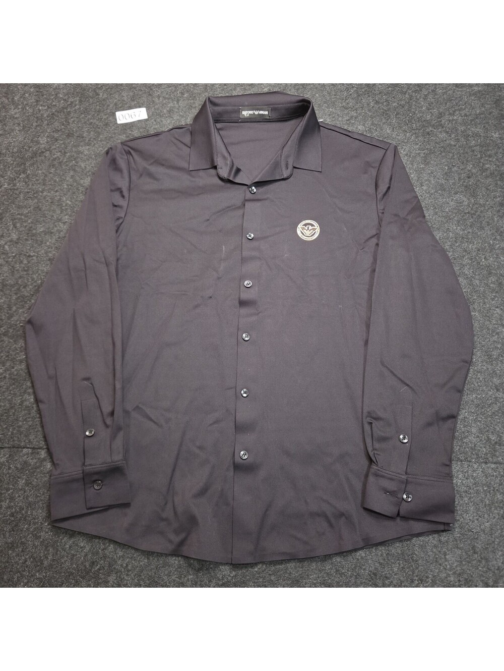 Emporio Armani Black Long Sleeve Button-Down Shirt with Eagle Logo Patch 2XL